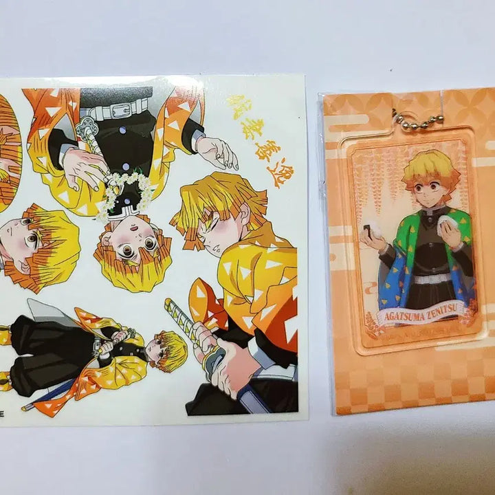 [BUNJANG] Demon Slayer Zenitsu Acrylic Keychain Figure / 미개봉)젠이츠 오네무탄 아크릴 키링 귀멸의 칼날 가챠 피규어 주먹밥