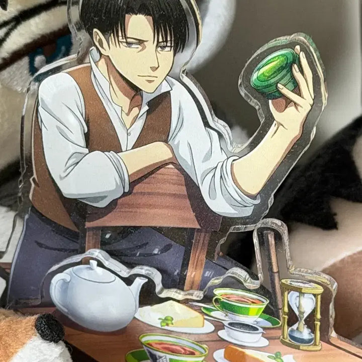 [BUNJANG] Attack on Titan Levi Figure + Acrylic Stand Bundle Set / 진격의거인 리바이 제일복권 g상피규어 + 밥상아크릴 + 독서아크릴 일괄