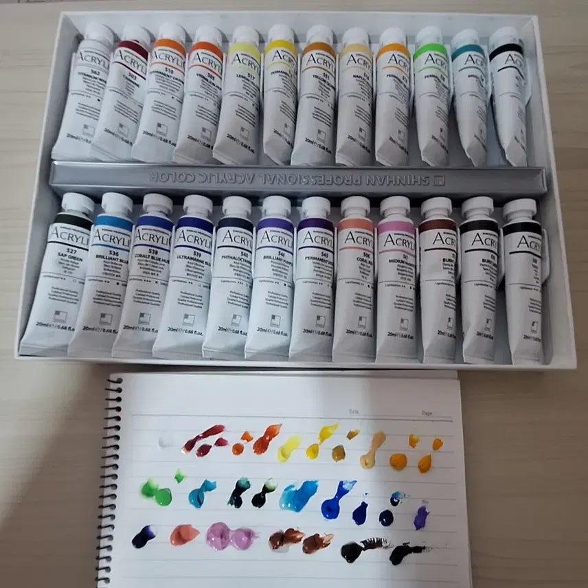 [BUNJANG] Shinhan Professional Acrylic Color Set / 신한 전문가용 아크릴컬러 24색
