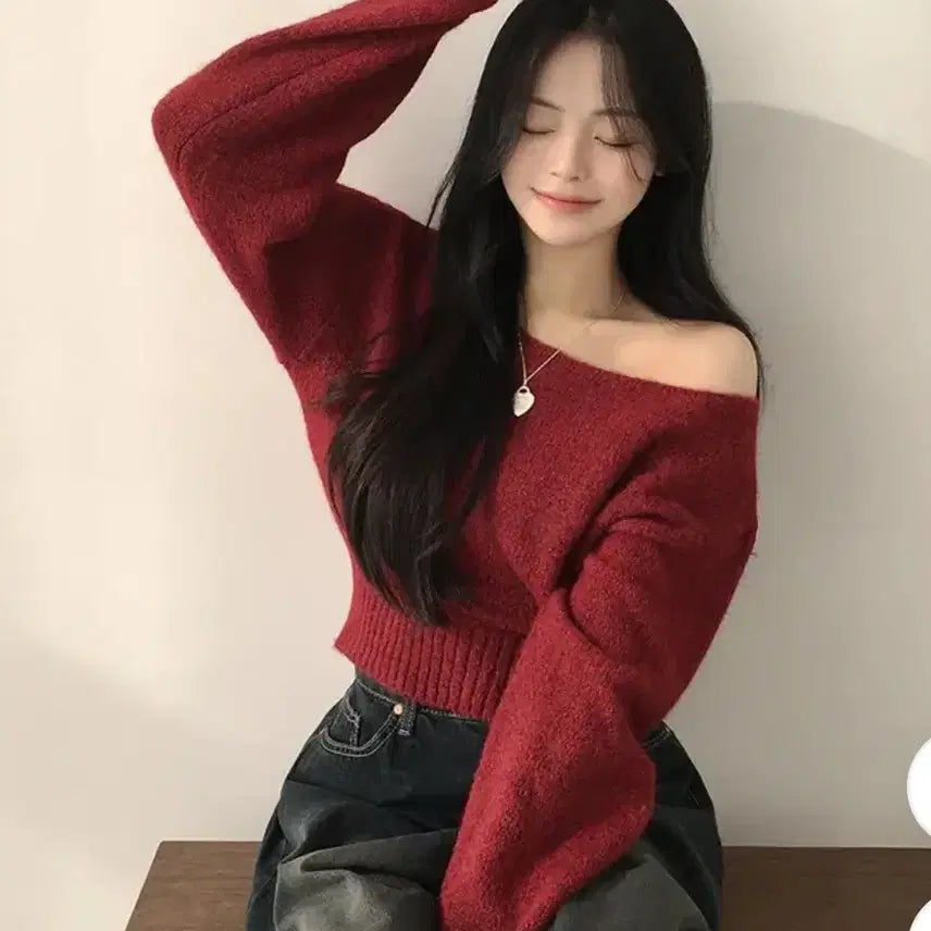 [BUNJANG] One Shoulder Knit Top / 원 오프숄더 니트 (배송비 제가 부담)