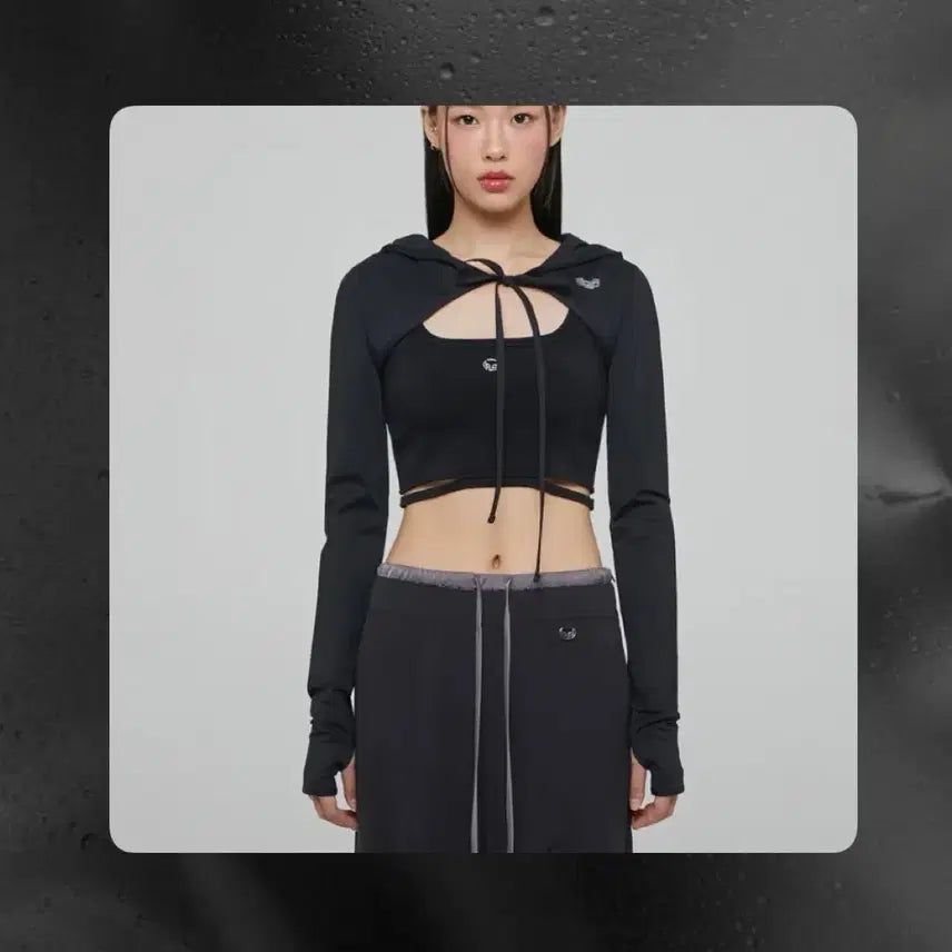 [BUNJANG] Lalafox Hooded Jersey Bolero Black / 라라폭스 후드 저지 볼레로 블랙