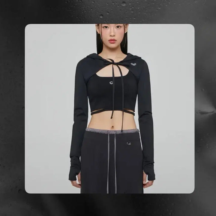 [BUNJANG] Lalafox Hooded Jersey Bolero Black / 라라폭스 후드 저지 볼레로 블랙