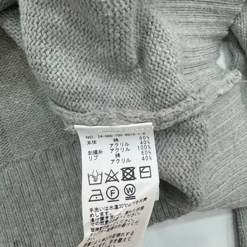 [BUNJANG] Gray Embroidered Knit Sweater / 그레이 자수 니트 / 루즈핏 55-66/데일리룩/간절기 니트/JPN