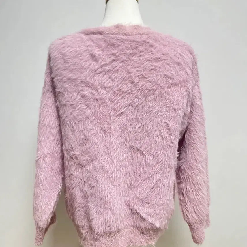 [BUNJANG] Pink Angora Crop Cardigan / 핑크 앙고라 가디건