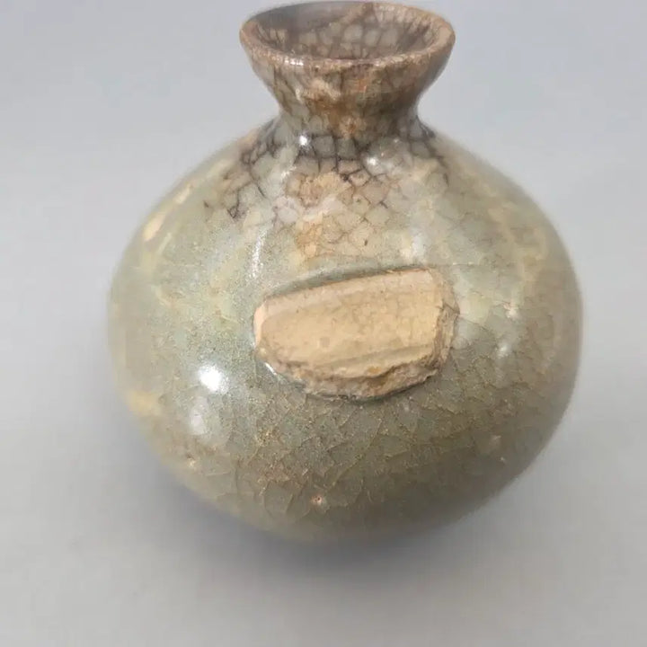 [BUNJANG] Goryeo Celadon Porcelain Pheasant Motif Water Bottle / 진품 고려청자 면백상감 봉황문 유병