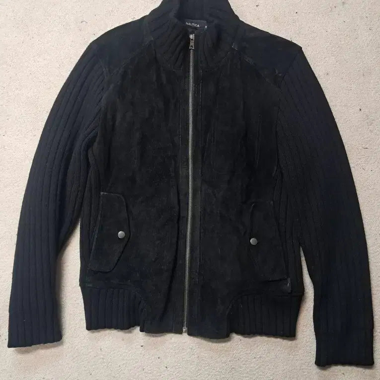 [BUNJANG] Nautica Suede Zip-up Knit / 노티카 리얼스웨이드 집업니트
