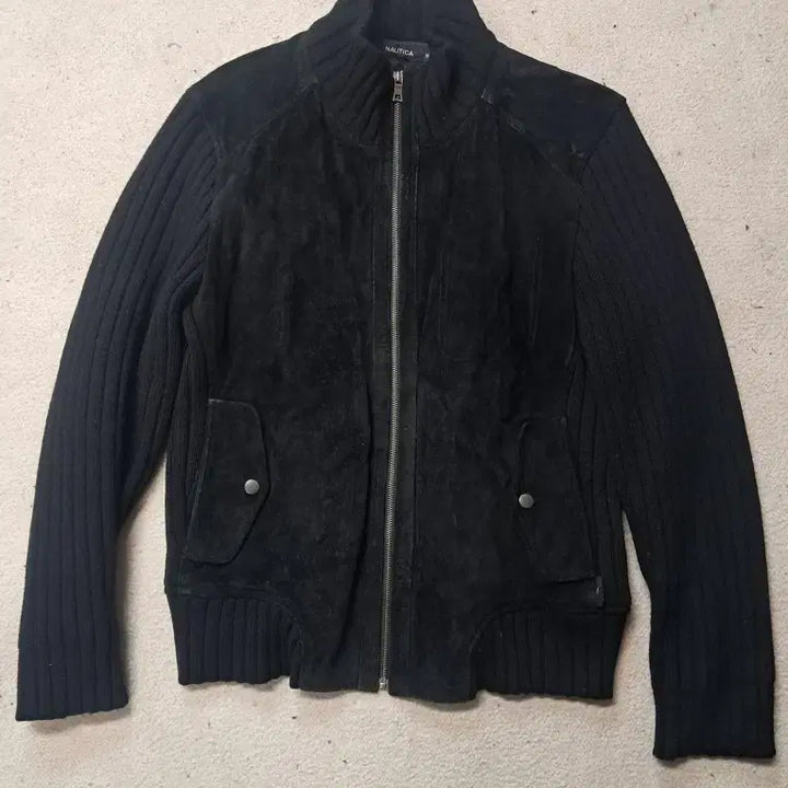 [BUNJANG] Nautica Suede Zip-up Knit / 노티카 리얼스웨이드 집업니트