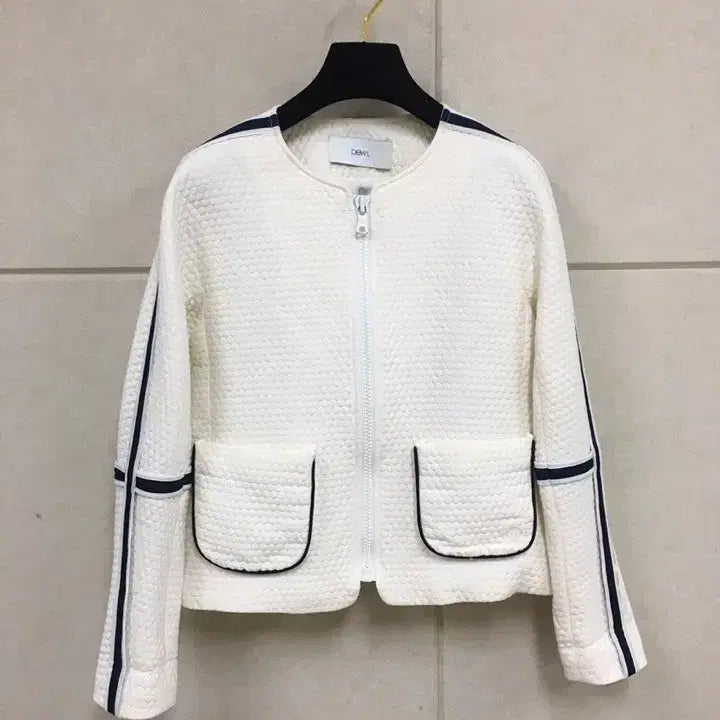 [BUNJANG] DEWL White Quilted Zip-Up Jacket / DEWL듀엘  화이트 퀼팅 집업자켓
