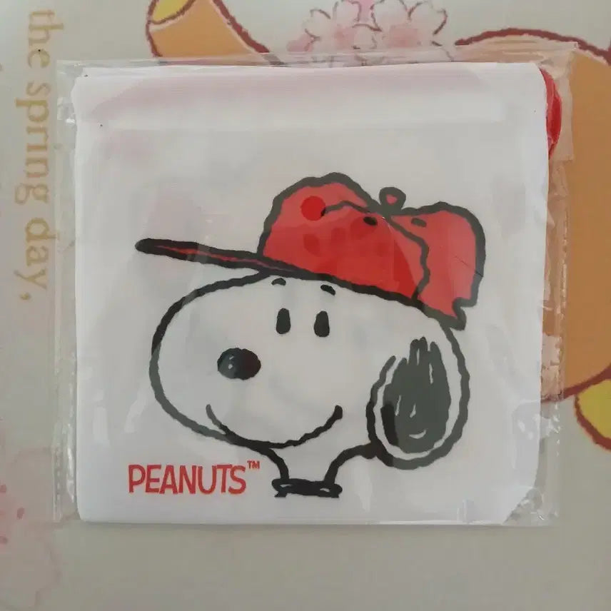 [BUNJANG] Snoopy Drawstring Pouch Redcap / (정품)스누피 조이개 스트링 파우치 레드캡