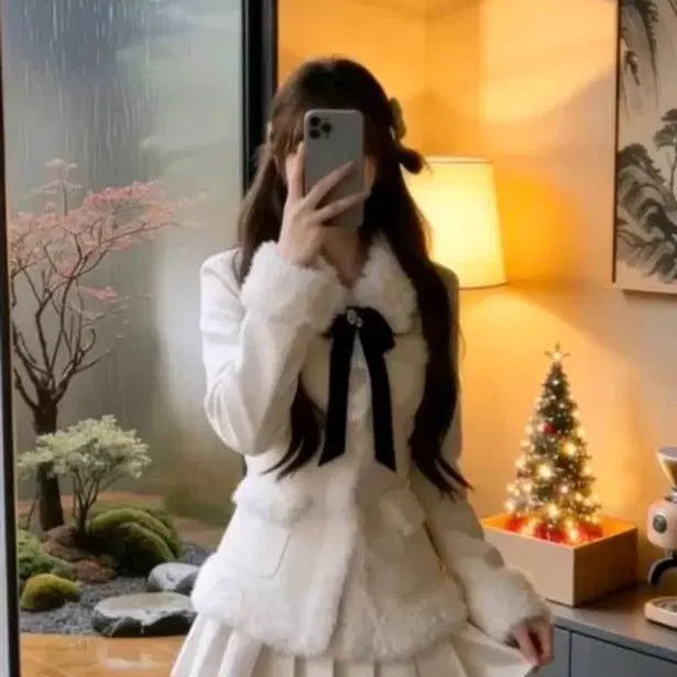 [BUNJANG] Subculture White Coat Set / 스나계 셋업 양산형 서브컬쳐 일브 화이트 코트 셋업