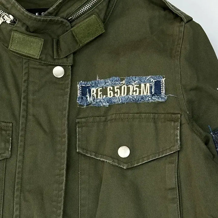[BUNJANG] Egoist Y2K Vintage Patchwork Khaki Grunge Military Jacket / 에고이스트 브랜드 Y2K 빈티지 패치 카키 그런지 히피 아메카지 야상점퍼