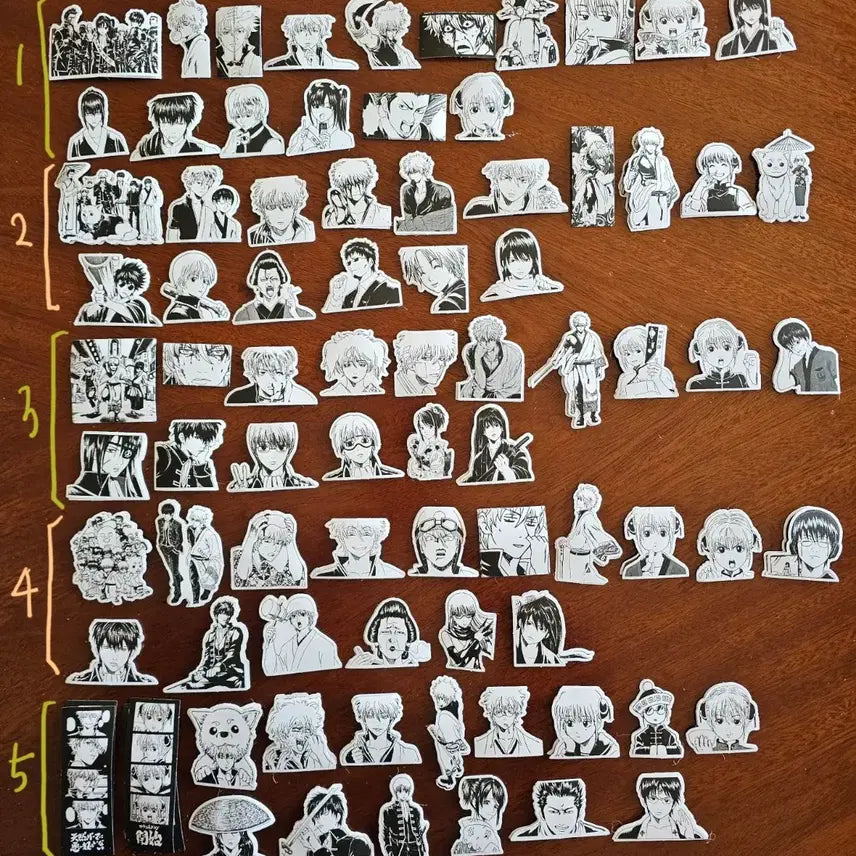 [BUNJANG] Gintama Black and White Illustration Stickers / 은혼 흑백 원화 조각 스티커 판매합니다.