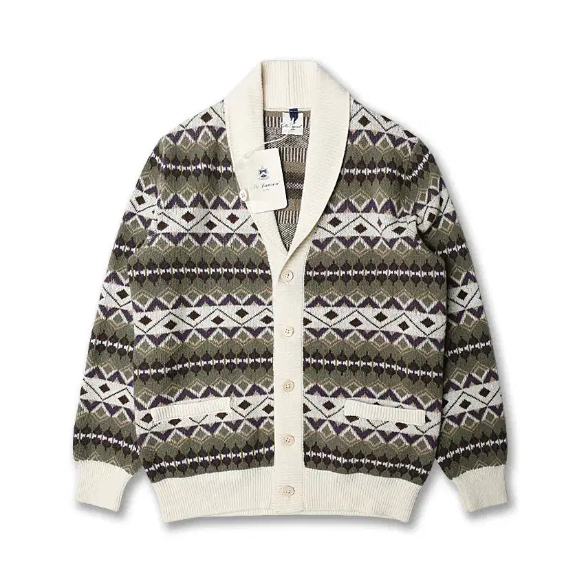 [BUNJANG] Mc Lauren Native Pattern Shawl Collar Knit Cardigan / 맥 로렌 [Mc Lauren] 네이티브 패턴 숄카라 니트 가디건 이태리