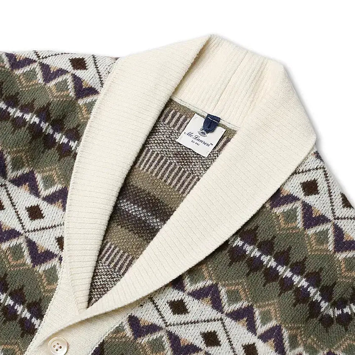 [BUNJANG] Mc Lauren Native Pattern Shawl Collar Knit Cardigan / 맥 로렌 [Mc Lauren] 네이티브 패턴 숄카라 니트 가디건 이태리