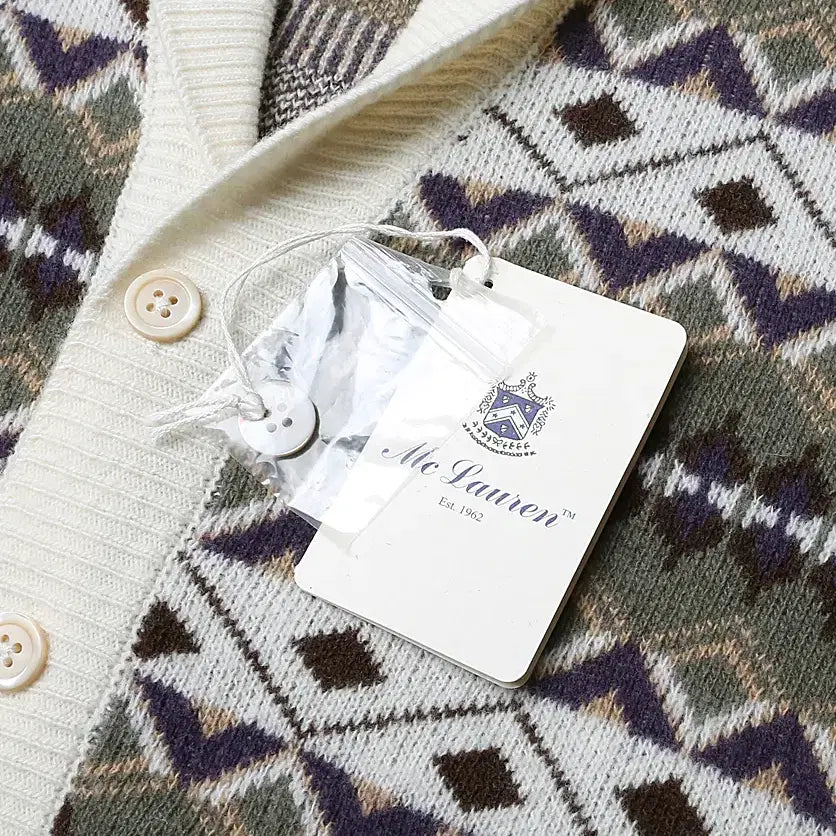 [BUNJANG] Mc Lauren Native Pattern Shawl Collar Knit Cardigan / 맥 로렌 [Mc Lauren] 네이티브 패턴 숄카라 니트 가디건 이태리