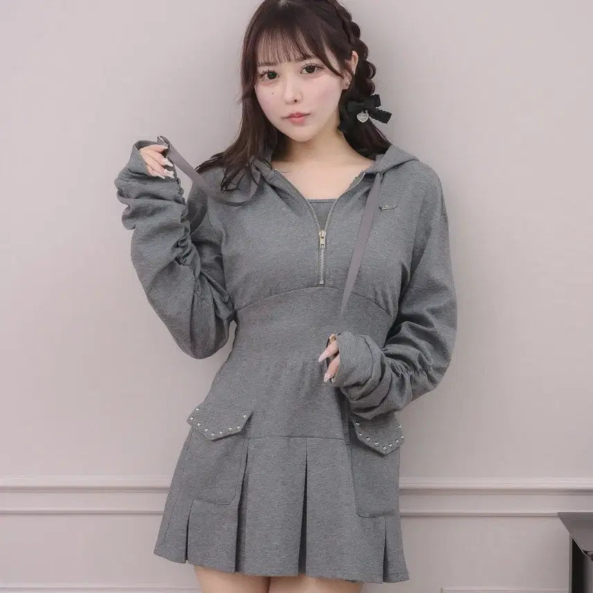 [SOLD OUT] pium 피움 레이어드 플리츠 본딩 원피스