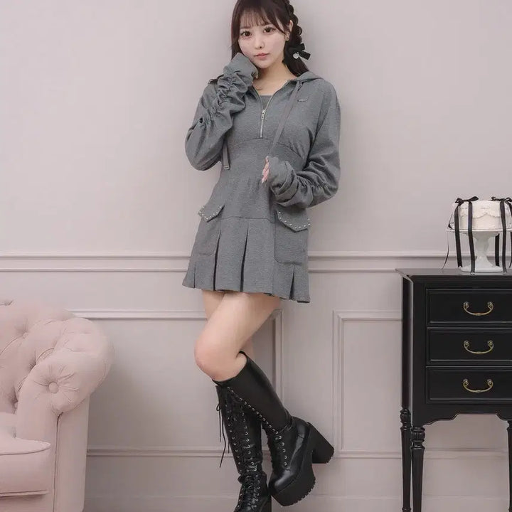 [SOLD OUT] pium 피움 레이어드 플리츠 본딩 원피스