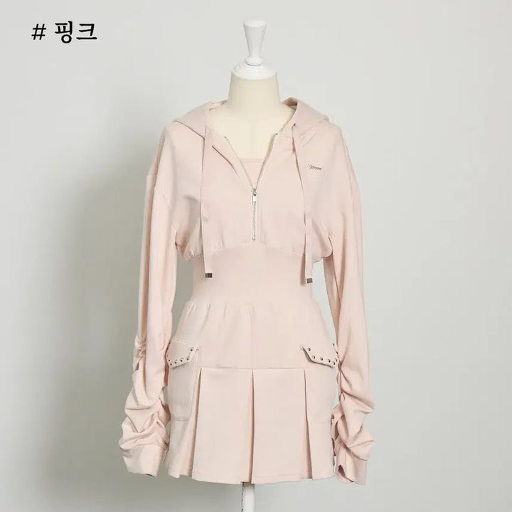 [SOLD OUT] pium 피움 레이어드 플리츠 본딩 원피스