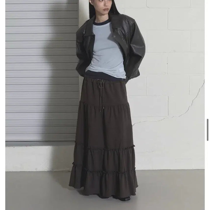[BUNJANG] ORDES Frill Maxi Skirt - Khaki / 새상품) ORDES 프릴 맥시 스커트 카키
