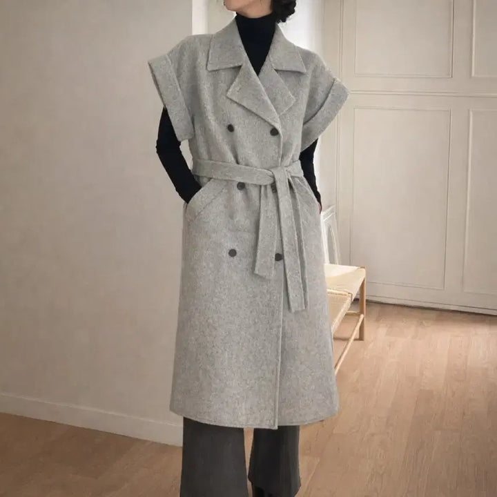 [BUNJANG] Baby Alpaca Handmade Vest Coat - Gray / 실물미친 베이비알파카 핸드메이드 vest 코트 그레이.