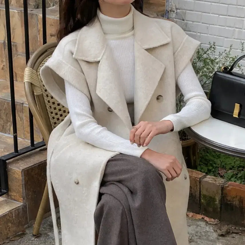 [BUNJANG] Baby Alpaca Handmade Vest Coat - Gray / 실물미친 베이비알파카 핸드메이드 vest 코트 그레이.