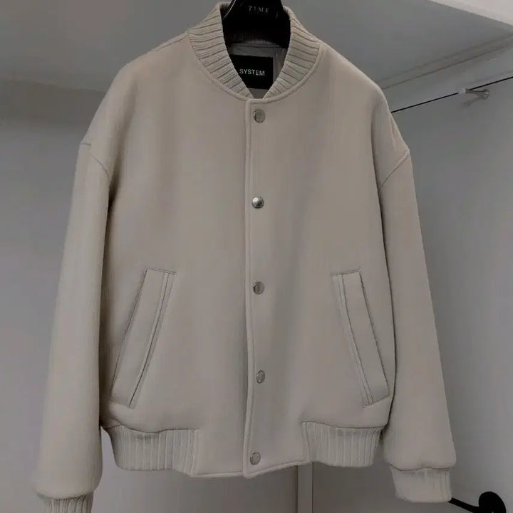 [BUNJANG] System Homme Varsity Beige Jacket / 시스템옴므 바시티 베이지