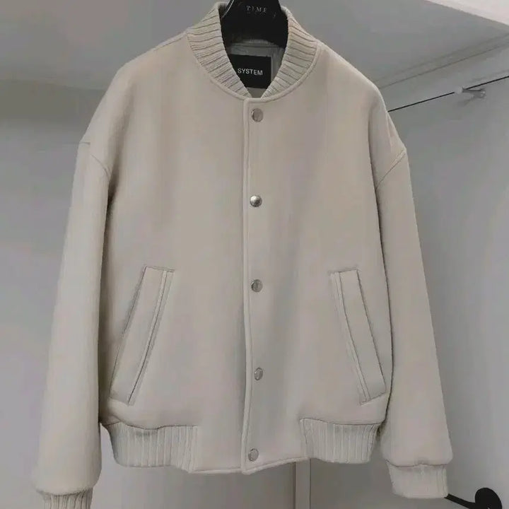 [BUNJANG] System Homme Varsity Beige Jacket / 시스템옴므 바시티 베이지