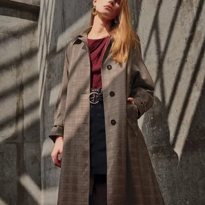 [BUNJANG] Visit in New York Check Pattern Trench Coat / 비지트 인 뉴욕 트렌치코트