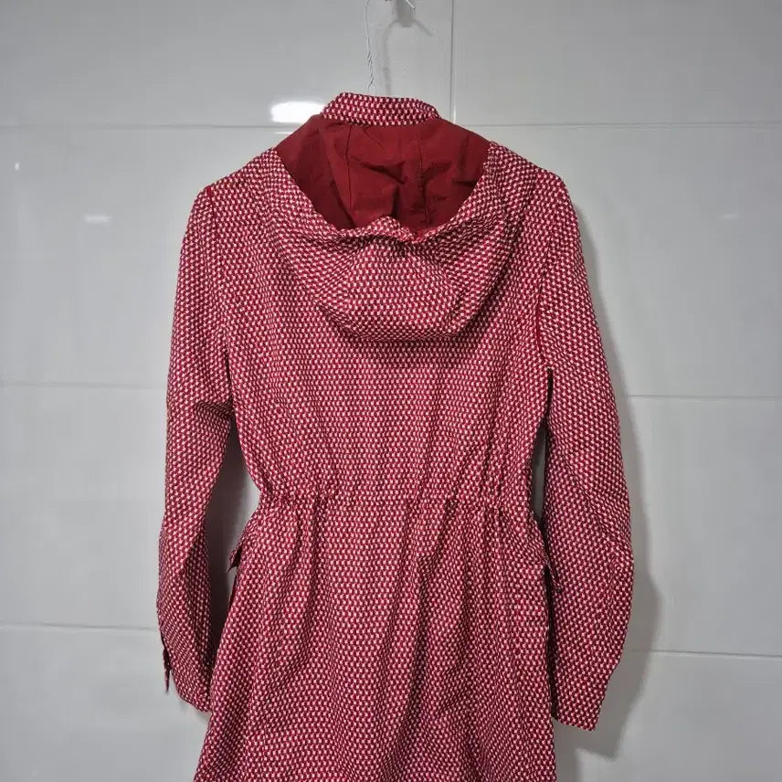 [BUNJANG] Olivia Hassler Red Patterned Hooded Coat (Size S) / 올리비아허슬러 빨간색 후드 코트S