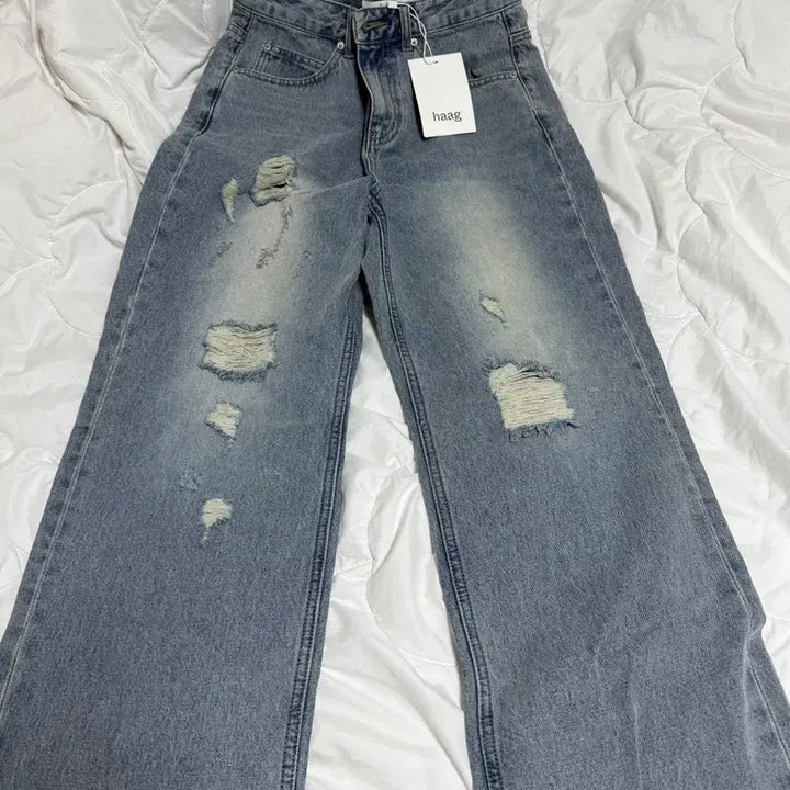 [BUNJANG] Haag Destroyed Denim Jeans / (새상품) 헤이그 haag a destroyed denim S