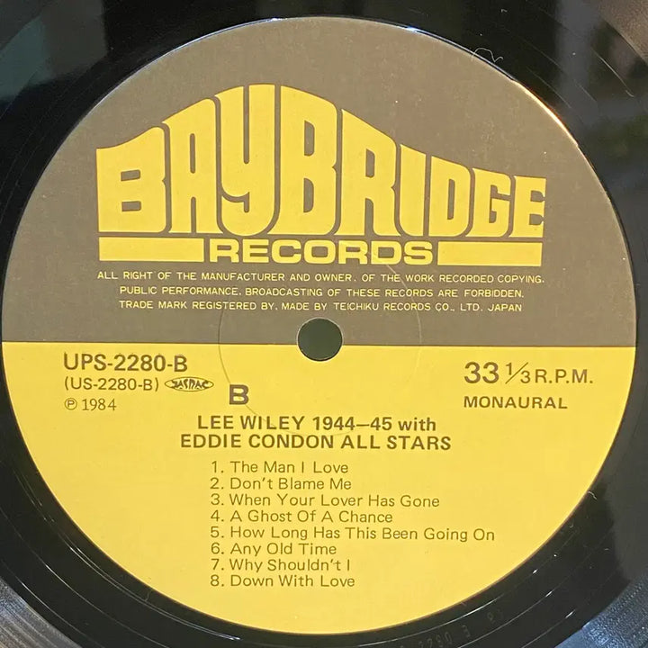 [BUNJANG] Lee Wiley With Eddie Condon 1944-45 Vinyl Record / (LP-재즈보컬) Lee Wiley With Eddie Condon Al