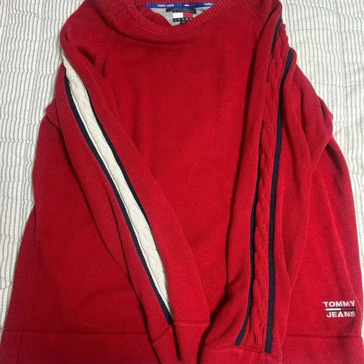 [BUNJANG] Tommy Jeans Red Knit Vintage Sweater / 타미진스 타미힐피거 레드 니트 빈티지 XL