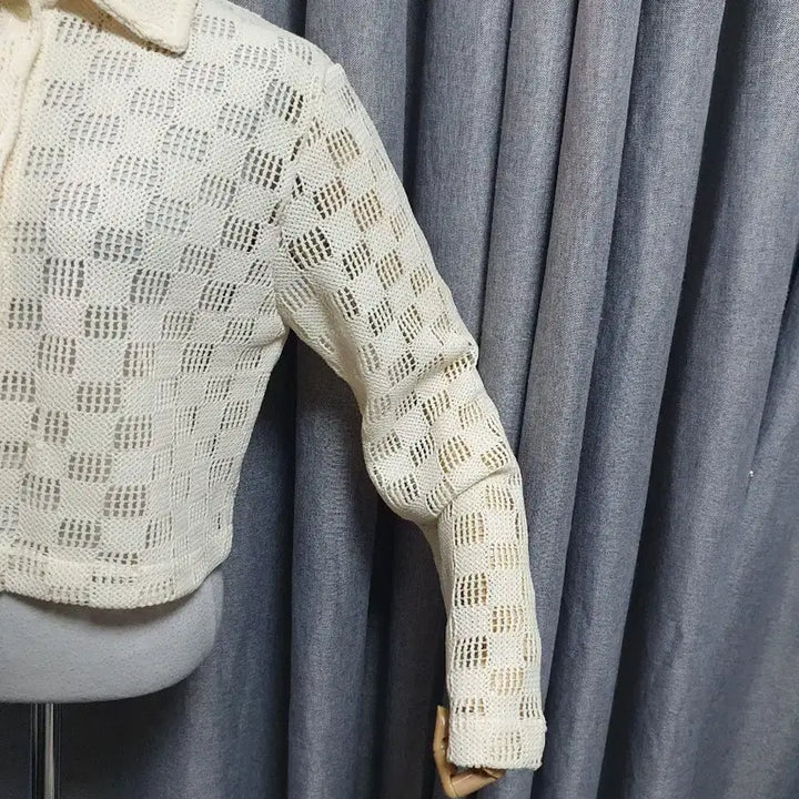 [BUNJANG] Knitted Cream Sweater / 짜임 카라 크림니트