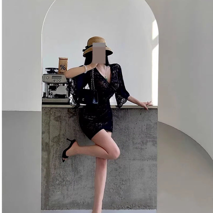 [BUNJANG] Plus Size Off-Shoulder Mini Dress / 44-99 빅사이즈 섹시 스판 오프숄더 미니원피스 나이트 클럽 홀복드레스