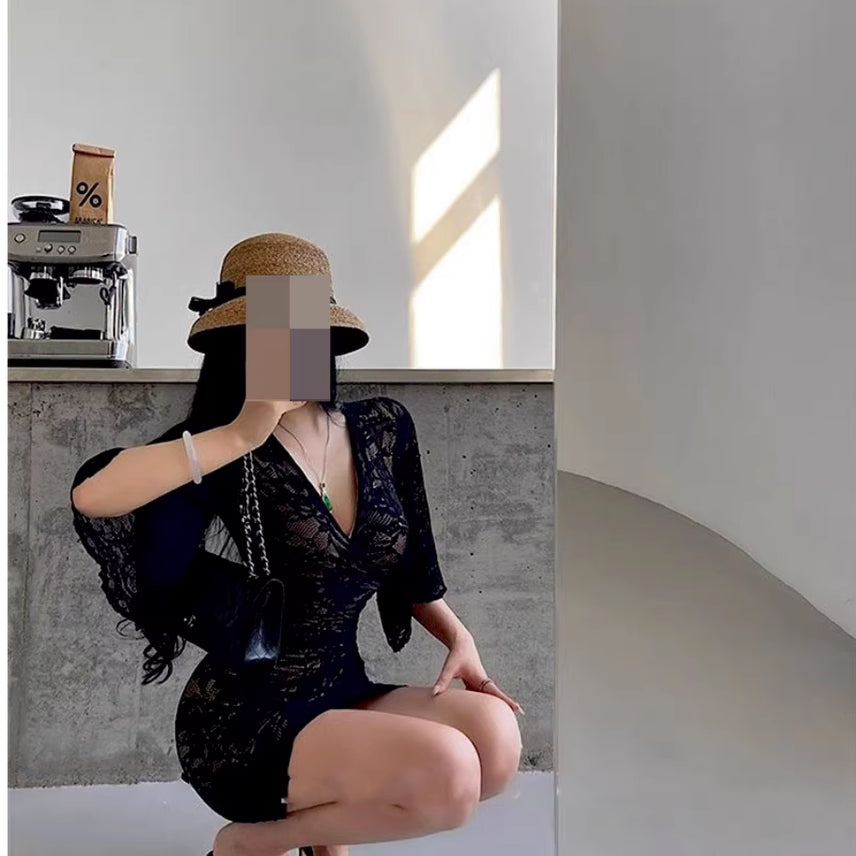 [BUNJANG] Plus Size Off-Shoulder Mini Dress / 44-99 빅사이즈 섹시 스판 오프숄더 미니원피스 나이트 클럽 홀복드레스