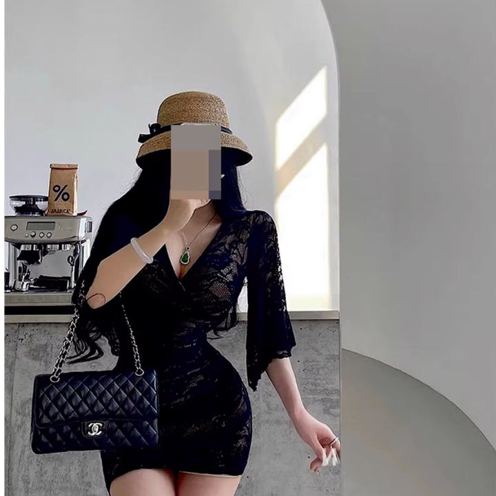 [BUNJANG] Plus Size Off-Shoulder Mini Dress / 44-99 빅사이즈 섹시 스판 오프숄더 미니원피스 나이트 클럽 홀복드레스