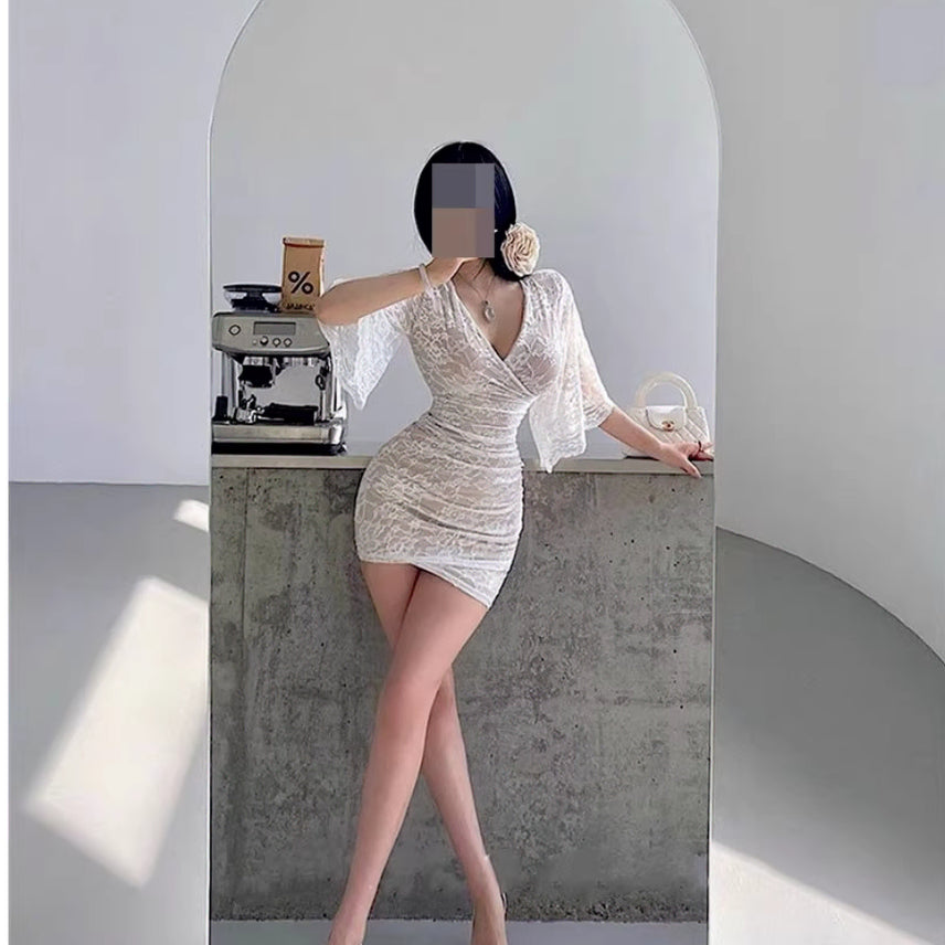 [BUNJANG] Plus Size Off-Shoulder Mini Dress / 44-99 빅사이즈 섹시 스판 오프숄더 미니원피스 나이트 클럽 홀복드레스