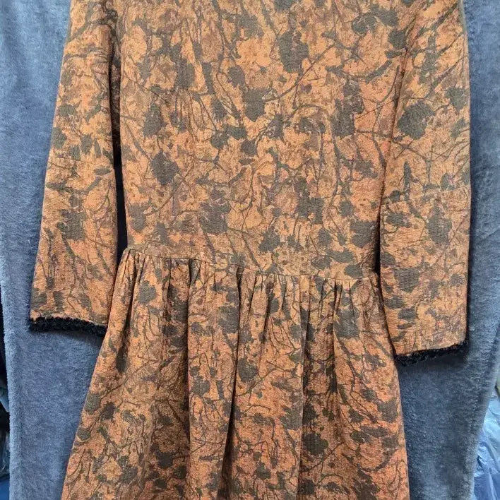 [BUNJANG] Black Pattern Flare Dress / 감색 블랙 패턴 플레어 원피스