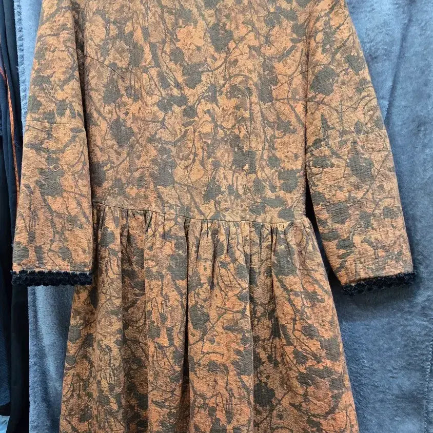 [BUNJANG] Black Pattern Flare Dress / 감색 블랙 패턴 플레어 원피스