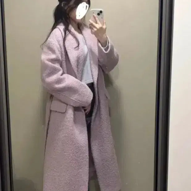 [BUNJANG] Blumin Herringbone Robe Coat - Lilac / 블루민 꾸안꾸 헤링본 로브 코트 라일락