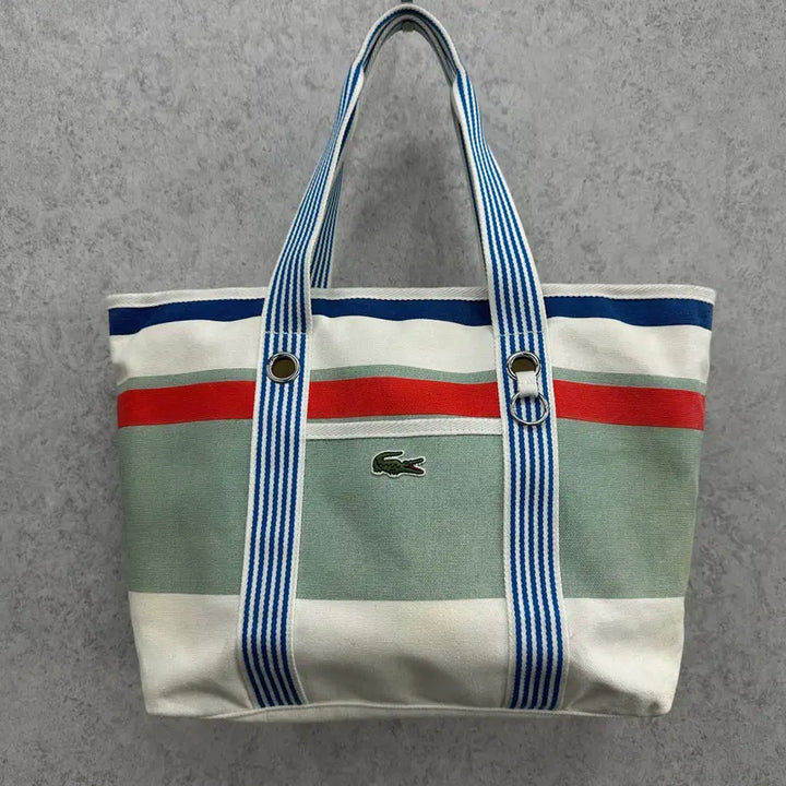 [BUNJANG] Lacoste Multi-Color Canvas Tote Bag / OS 라코스테 멀티컬러 여자 캔버스 토트백