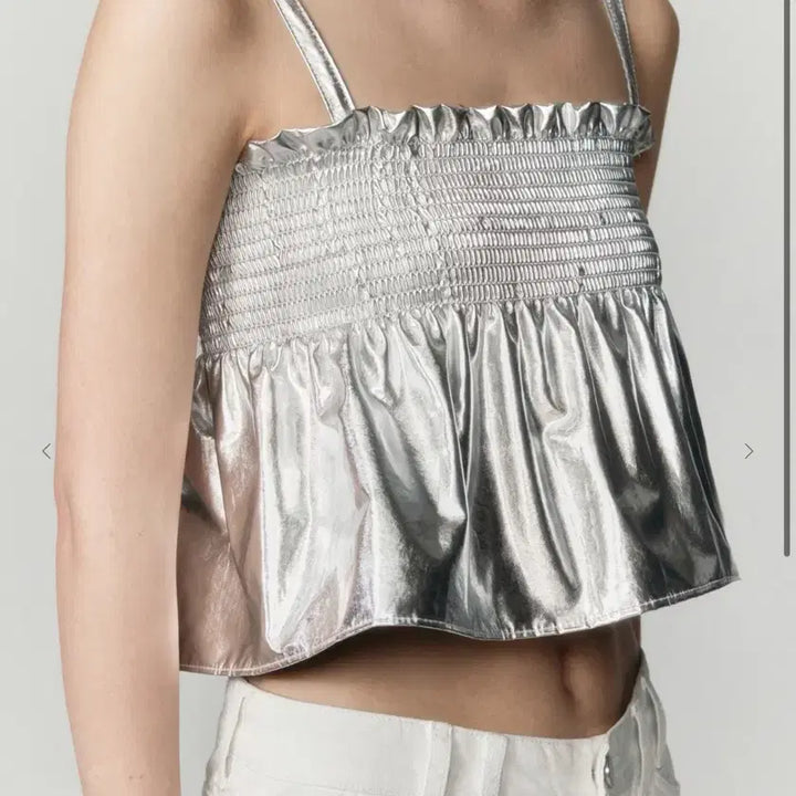 [BUNJANG] Burmula Silver Smoking Flared Top / 새상품) Burmula 버뮬라 실버 스모킹 플레어드 탑 S