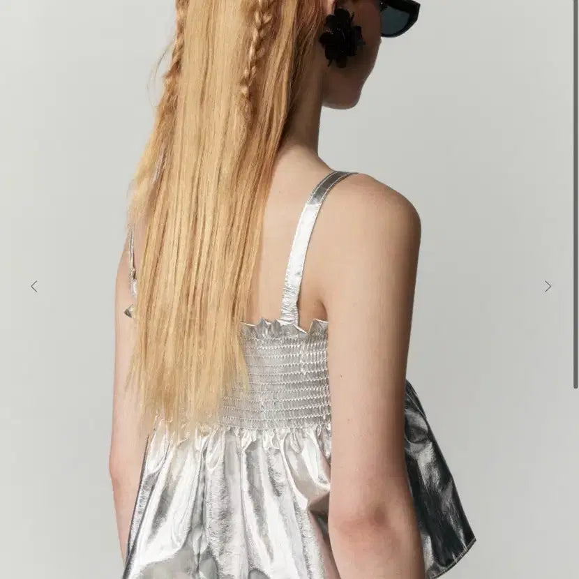 [BUNJANG] Burmula Silver Smoking Flared Top / 새상품) Burmula 버뮬라 실버 스모킹 플레어드 탑 S