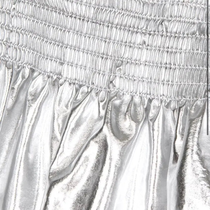 [BUNJANG] Burmula Silver Smoking Flared Top / 새상품) Burmula 버뮬라 실버 스모킹 플레어드 탑 S