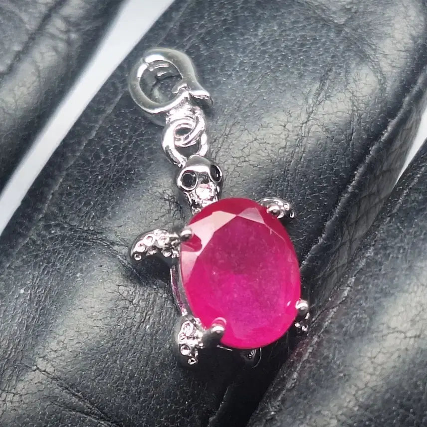 [BUNJANG] Natural Ruby Turtle Pendant Necklace / 무병장수와부축적~붉은매력의 열정, 용기파워 천연 루비 거북컷팅써지컬펜