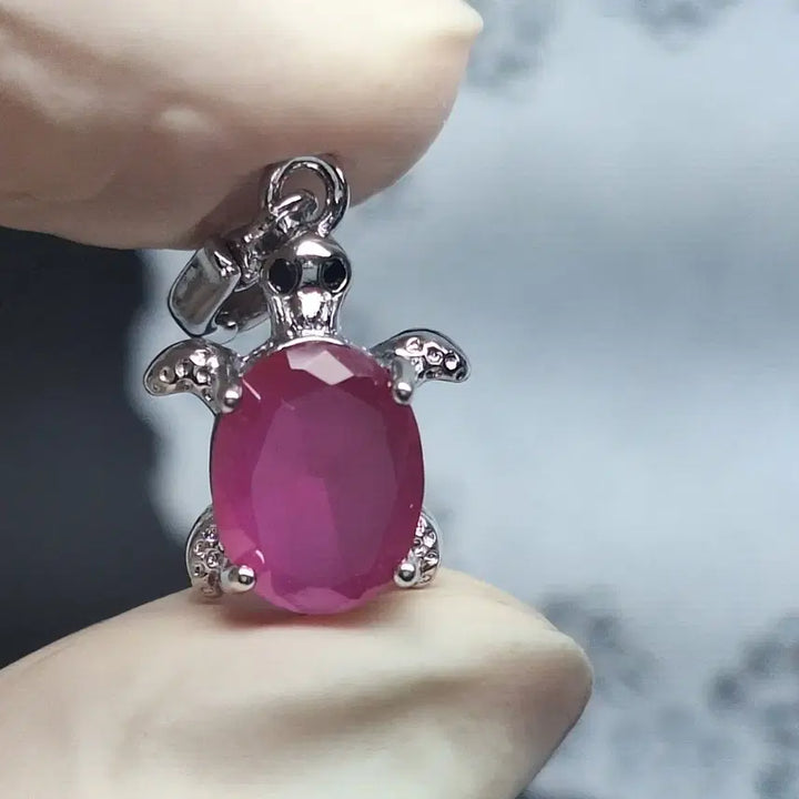 [BUNJANG] Natural Ruby Turtle Pendant Necklace / 무병장수와부축적~붉은매력의 열정, 용기파워 천연 루비 거북컷팅써지컬펜