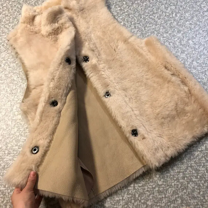 [BUNJANG] Real Lambswool & Lambskin Vest Coat / 리얼 양모100% & 양가죽 100% 램스퍼 베스트 조끼 코트 무스탕