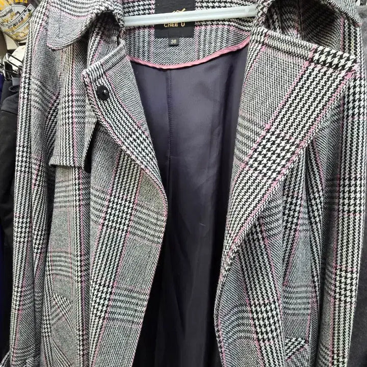 [BUNJANG] CHEE U Check Long Trench Coat / 체크 롱 트렌치 코트