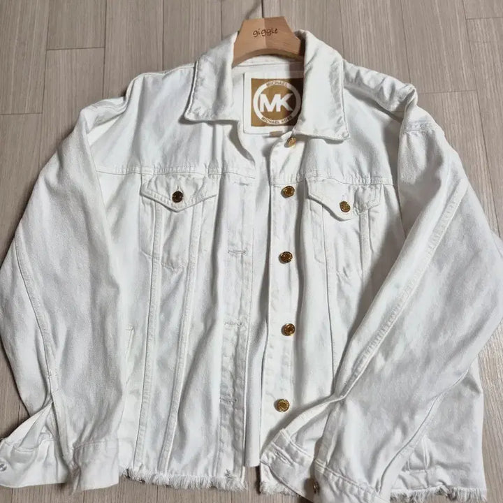 [BUNJANG] Michael Kors MK Logo White Denim Jacket / 마이클코어스 화이트 데님 자켓 MK 로고L