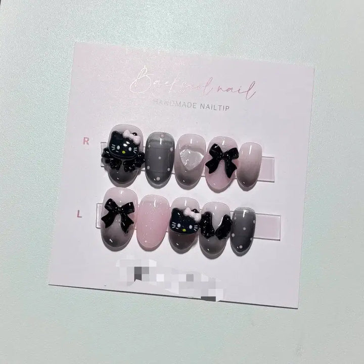 [BUNJANG] Dark Angel Nyang Custom Nail Tips / 다크 엔젤냥 수제네일팁